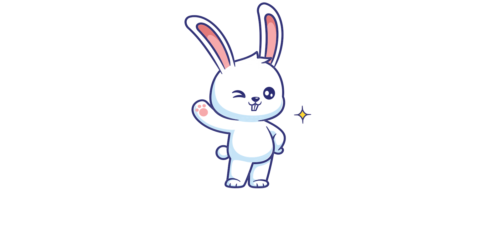 Brain Bunny Mascot Waving