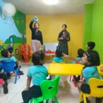 Teacher with group of students