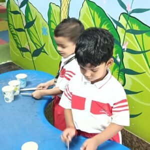 Preschool children playing indoor games for learning and fun