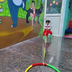 Preschooler playing with skill development toys