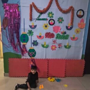 Teachers and children celebrating the festival of lights at BrainBunny Juniors Ghaziabad