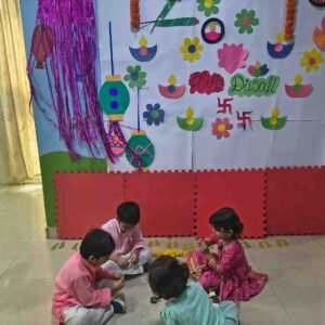 Joyful preschool Diwali event with teachers and children at BrainBunny Juniors Ghaziabad