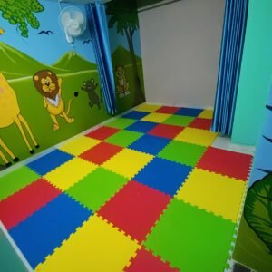 Colour recognition activity conducted inside the preschool classroom.