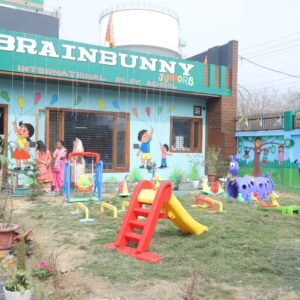 Children enjoying story time in the reading corner at BrainBunny Juniors.