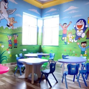 Preschool children sitting together during circle time activity.